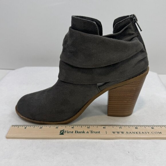 Rampage Vappy Womens Size 7M Grey Ruched Ring Ankle Bootie Chunky Suede Fabric - Picture 13 of 13